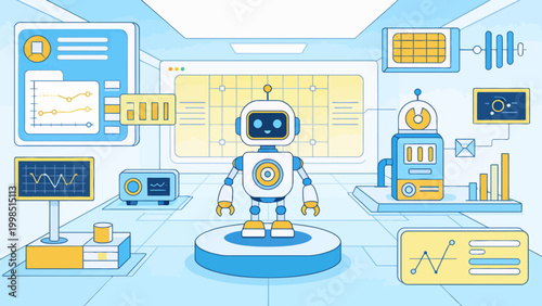Robot in a tech lab with equipment