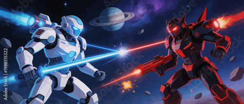 Robots in space battle