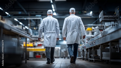Two Professionals Walking Through Commercial Kitchen Space with Equipment