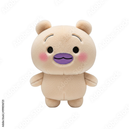 Soft plush toy of a cute bear with a pink bow on its head