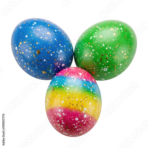 Three colorful glittery balloons floating together in vibrant hues