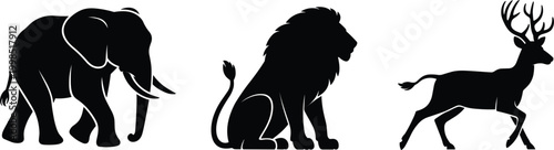 Black animal silhouettes capturing strength grace and wilderness spirit across iconic species