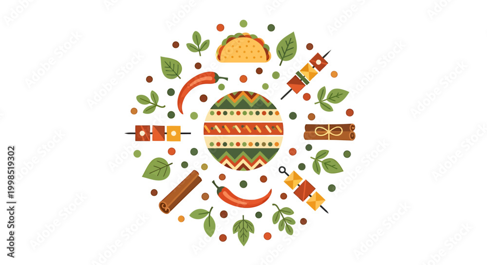 Fototapeta premium Circle of Mexican Food and Ingredients.