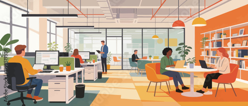 Office workers in a modern openplan workspace