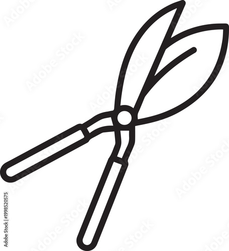 Premium Black and White Vector Shears Icon with Leaf-Shaped Guard for Graphic Design, Branding, App Icons, UI/UX Design, Editorial Layouts, Print Media, Logo Concepts, Creative Projects