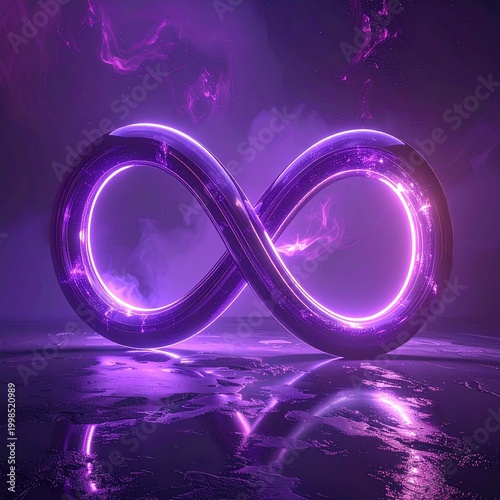 Infinite purple neon symbol glow