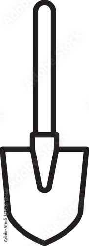 Premium Flat Black and White Vector Icon of a Planting Spade with Flat Blade for Gardening, Landscaping, DIY Projects, Construction Planning, Horticulture, Agricultural Tools, Home