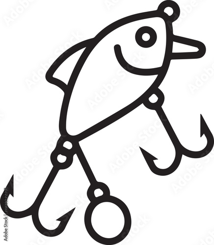 Premium Floating Fishing Lure with Weight Vector Icon for Angling Guides, Fishing Tutorials, Outdoor Gear Branding, Sports Retailers, Fly Fishing Instructionals, Recreational Anglers