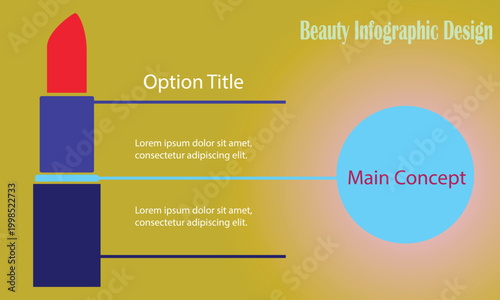 Beauty infographic template. Lipstick vector element can be used for banner.