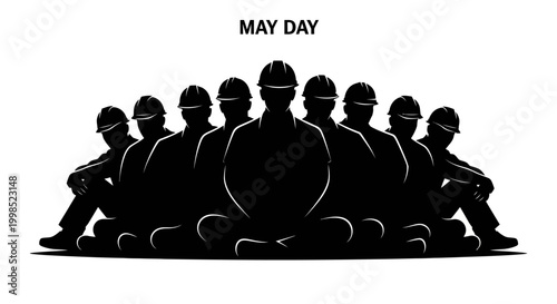 MAY DAY May Day labor workers, industrial silhouettes, worker icons, laborer illustrations vector