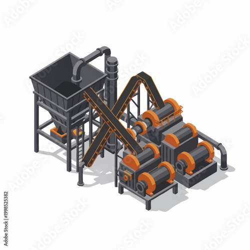 Industrial Mining Processing Plant Equipment Illustration.