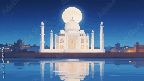 Foto Taj Mahal under moonlit sky