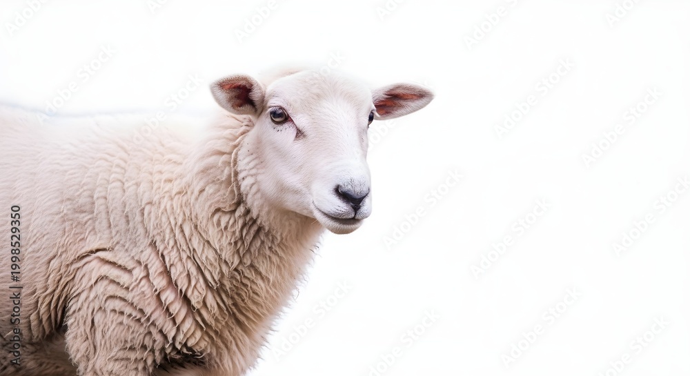 Fototapeta premium Portrait of a young lamb a close up of innocence and fluffy wool
