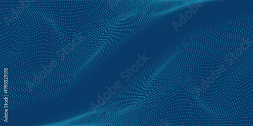 Dark blue halftone dotted abstract background, big data pattern, technology or futuristic visualization, waveform dot texture, music backdrop. ,Beautiful movement with glowing blurred particles.