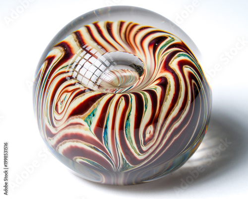 Fotografija Glass Paperweight With Wild Earthy Striped Pattern