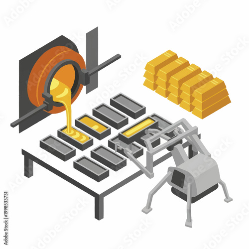 Gold Bar Manufacturing Process Industrial Production Line.