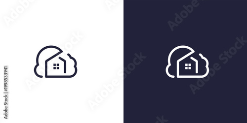 modern cloud and home logo design with growth and technology