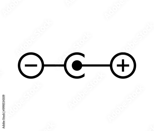 Polarity icon, 12 volt plug connection diagram, polarity observance icon vector SVG