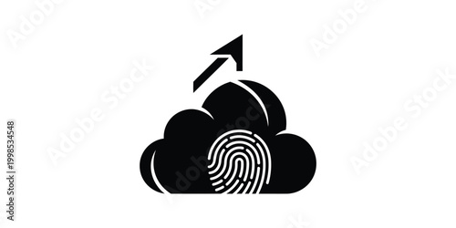 Secure cloud storage with biometric authentication symbolizing data upload and fingerprint verification