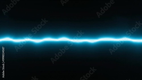 Glowing blue electric pulse moving through dark space