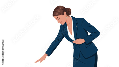 Professional businesswoman pointing forward with confident pose Vector