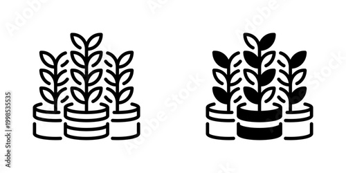 Potted Plant Vector Line Icon for interior design