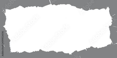 A vintage burnt paper frame with a ripped cardboard texture featuring a torn grunge edge and a blank empty hole on a weathered sheet for a vector page design