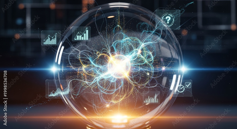 Fototapeta premium Futuristic Glowing Sphere with Data Visualization and Energy Flow