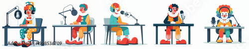 clown vector doing a podcast