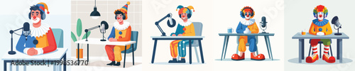 clown vector doing a podcast