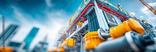 Modern Construction Site with Reinforced Structure and Pipes