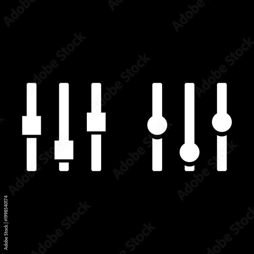 Sound mixer controller icon isolated on black background