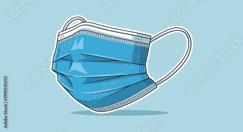 Vector illustration of medical mask. blue antiviral medical face mask protection against coronavirus prevention of virus spreading pandemic covid-19 view from different angles copy space