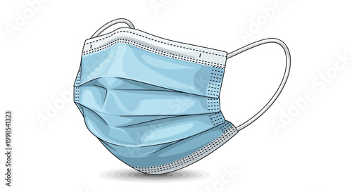 Vector illustration of medical mask. blue antiviral medical face mask protection against coronavirus prevention of virus spreading pandemic covid-19 view from different angles copy space