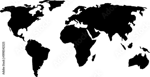 World Map solid black, cut file for cricut vinyl wall art laser cut commercial use