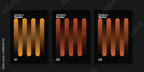 Abstract vertical bars, a triptych of gradient color blocks