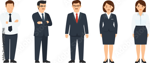 Business people character set with male and female office workers professional corporate team vector illustration collection