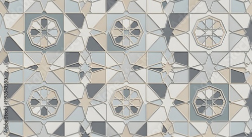 Geometric patterns with abstract circular designs in grid
