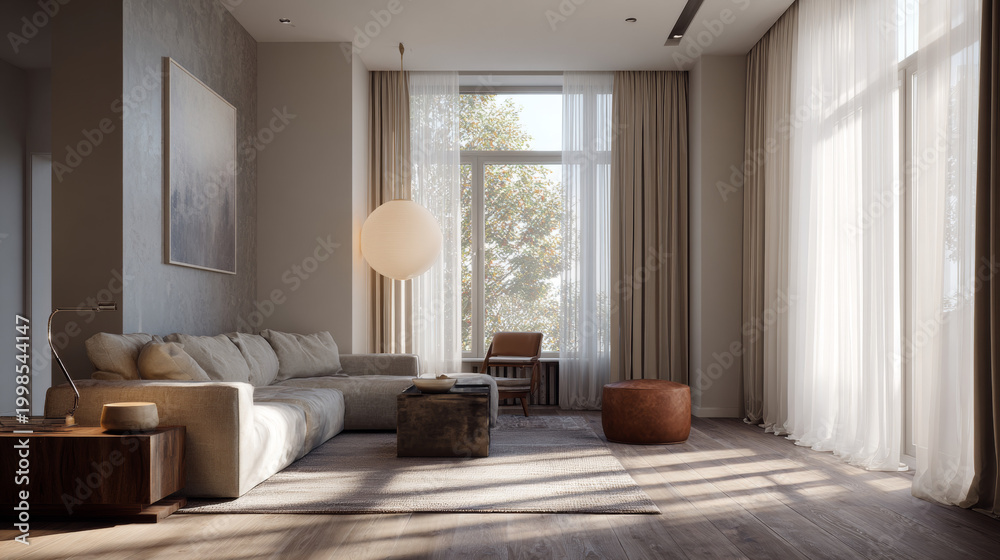 Fototapeta premium Neutral color palette blending with natural light. 