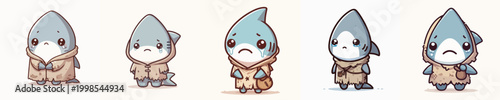 beggar shark vector with sad expression