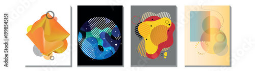 Abstract Geometric Poster Designs: Modern Vector Backgrounds Featuring Liquid Shapes, Vibrant Gradients, Minimalist Lines, and Artistic Fluid Elements for Creative Covers and Art.