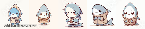beggar shark vector with sad expression