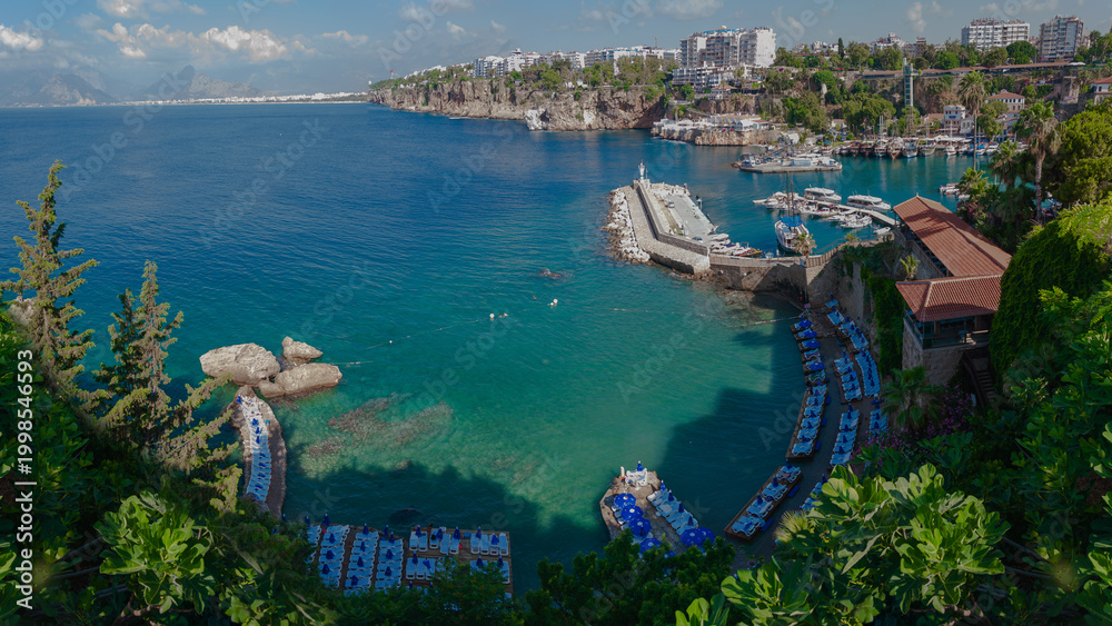Fototapeta premium Antalya, Kaleiçi Harbor and the cliffs of Antalya.