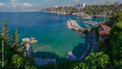 Antalya, Kaleiçi Harbor and the cliffs of Antalya.