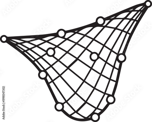 Professional Floating Fishing Net with Intricate Knots Vector Icon Perfect for Marine Industry Logos, Fishing Gear Branding, Outdoor Adventure Apps, Sustainable Seafood Campaigns