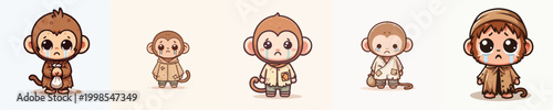 vector of a beggar monkey with a sad expression