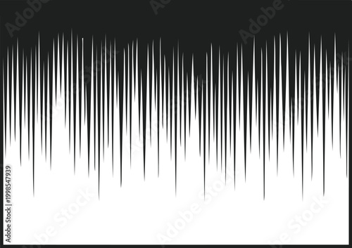 Graphic lines radiate vertically in a dramatic black and white pattern to convey deep sorrow or melancholy.