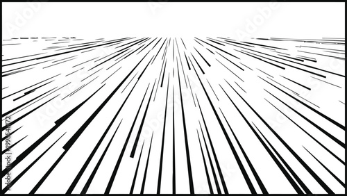 Vanishing point perspective lines create a sense of deep tunnel vision and rapid forward momentum.