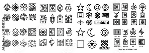 Oriental pattern icons collection