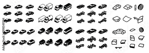 Diverse vehicle icons collection